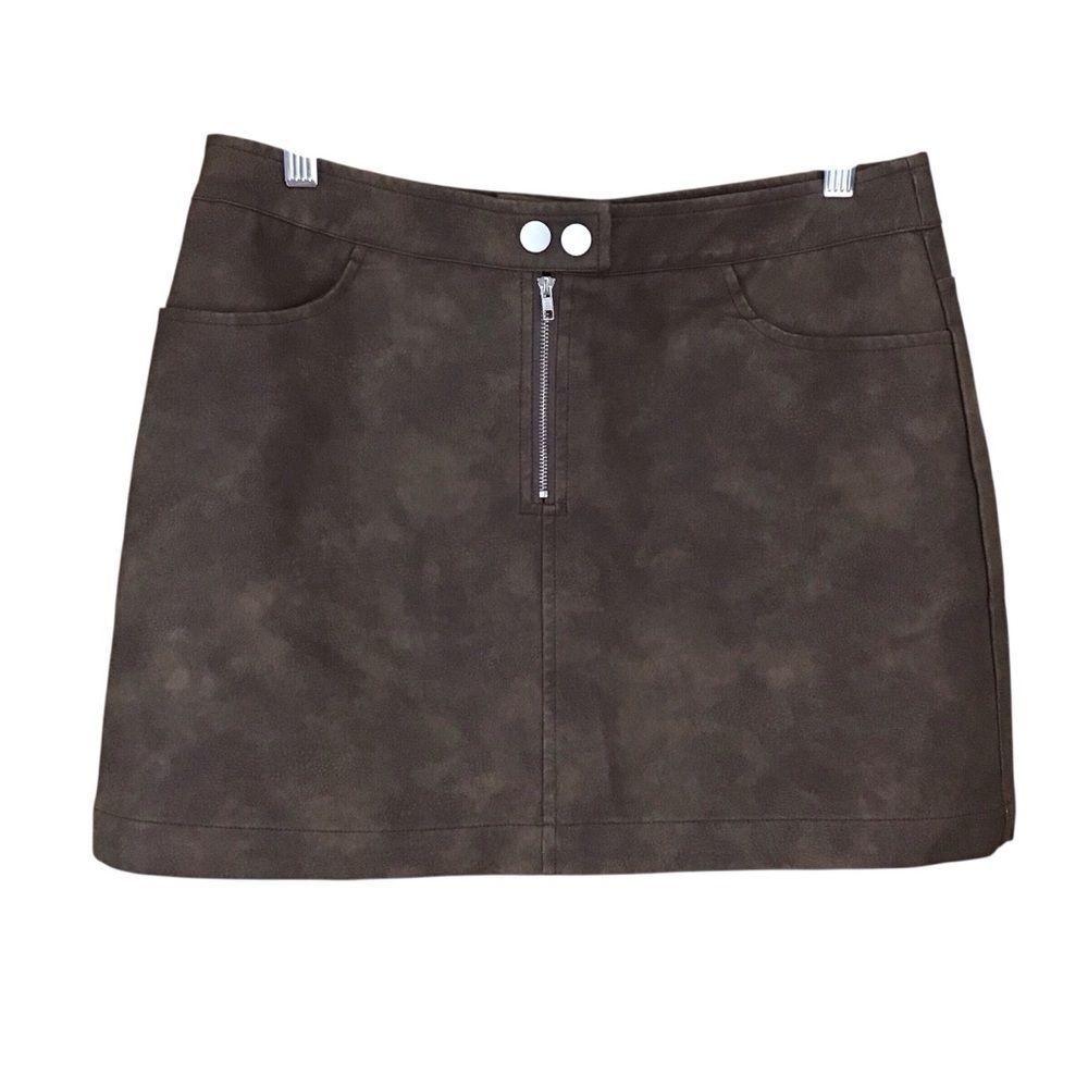 Bailey Rose Brown‎ Mini Skirt M Faux Leather NWT
